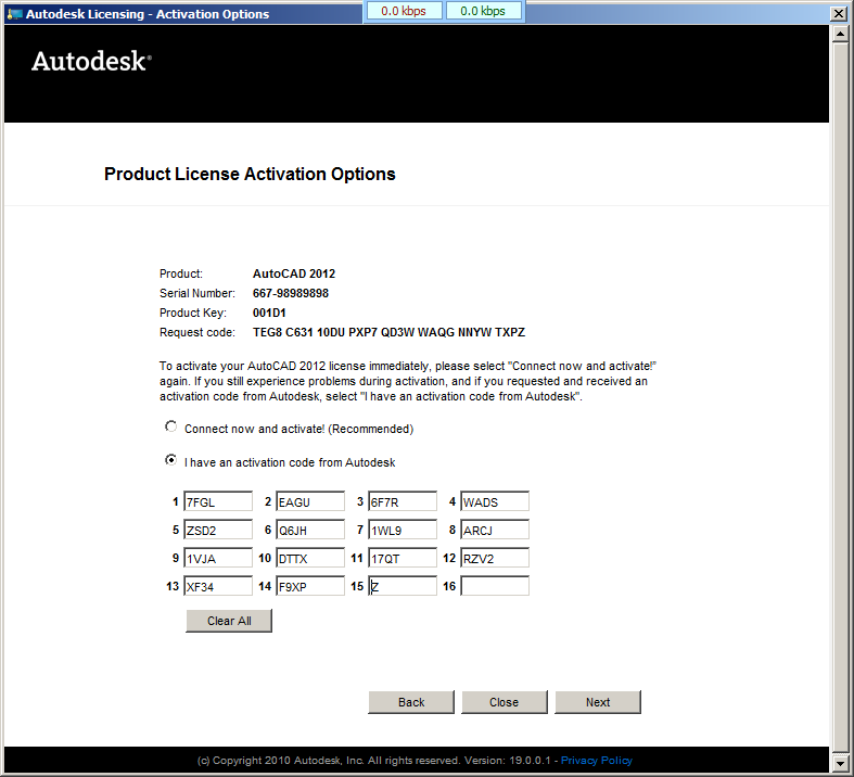 autocad 2013 activation code